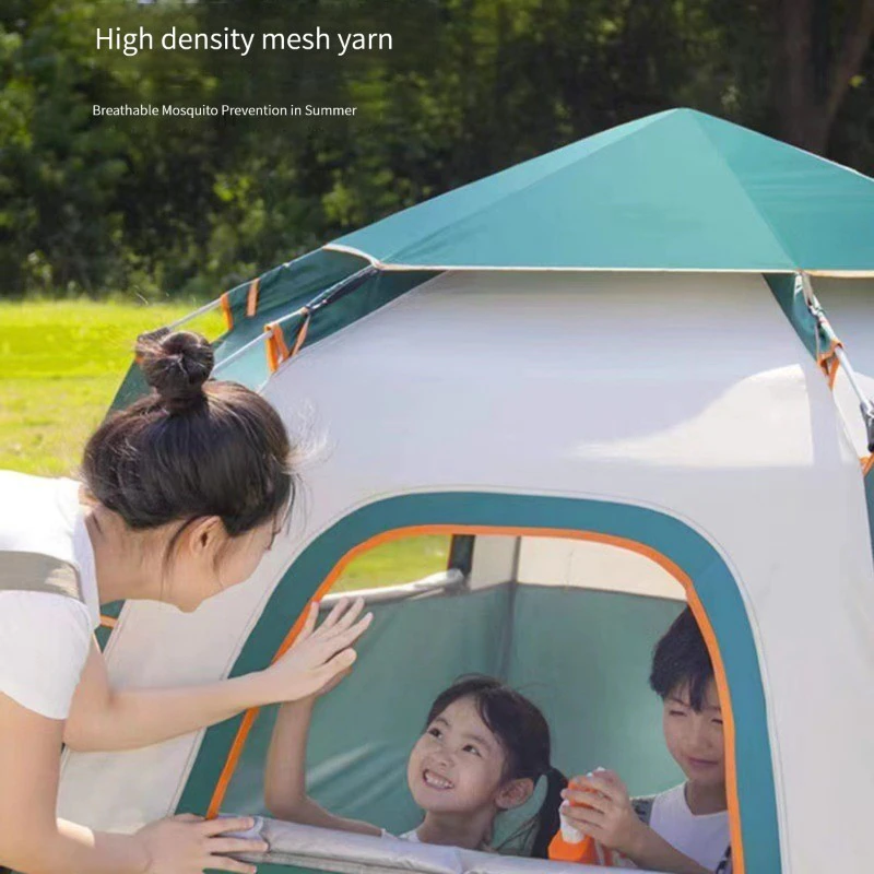 Cheap Goat Tents Outdoor Camping Tent Portable Folding Quick open Automatic Picnic Sunscreen Camping Hexagonal Mountaineering Rainproof Tent   
